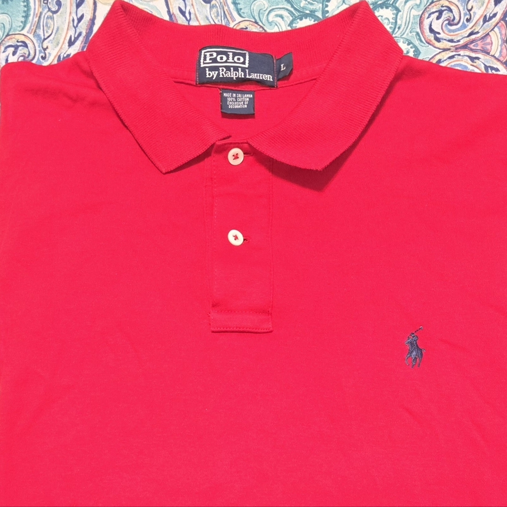 Red Ralph Lauren‎ Polo Shirt Adult Large  Blue Pony Golf Rugby Preppy Mens